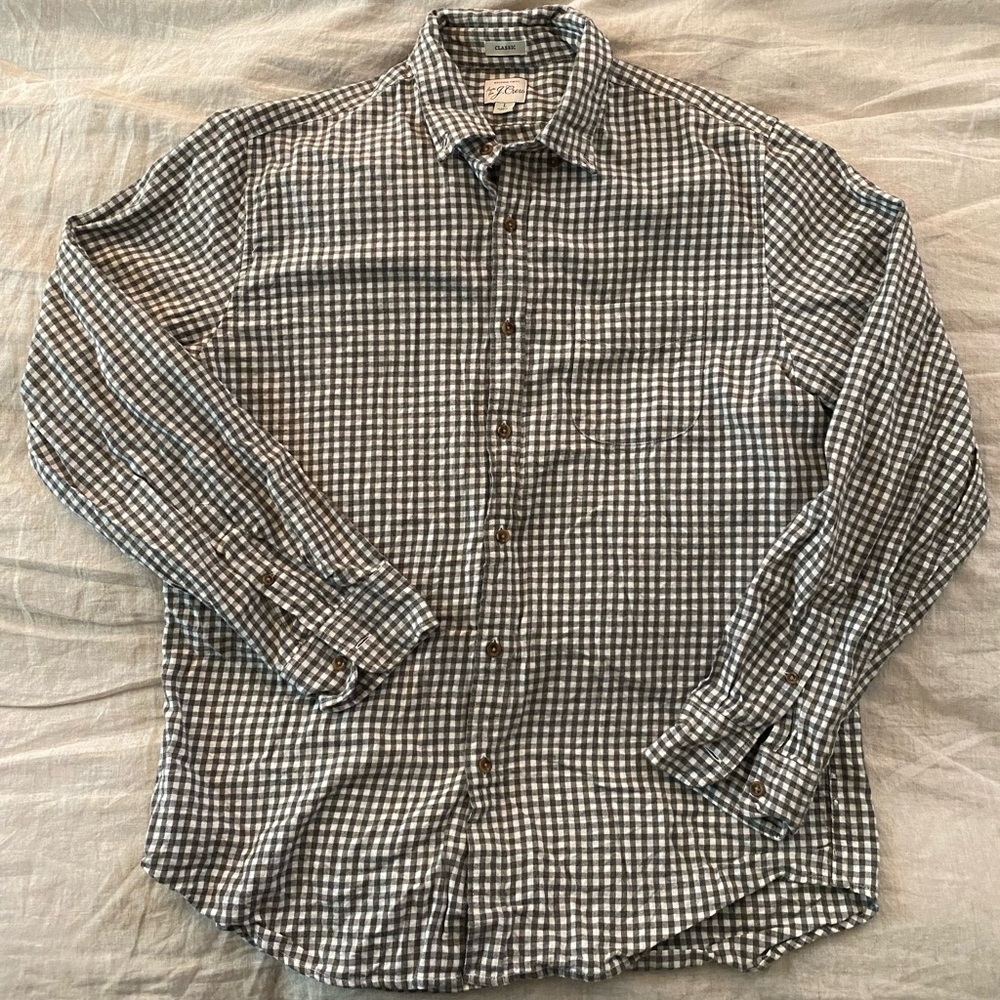 J.Crew - Long Sleeve Button Down - Brushed Twill - Large - Brown Gingham